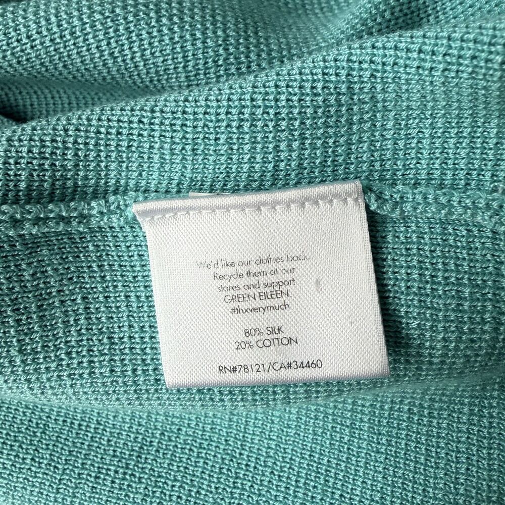 Eileen Fisher 2pc Set Draped Knit Cardigan Jacket & Silk Tank Top Blue Green 3X - Picture 5 of 8